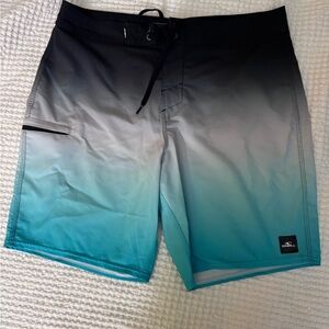 O'Neill Men's Ombre Swim Shorts - Black and Teal